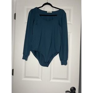 Spadehill Long Sleeve Scoop Neck Bodysuit Large Green NWOT